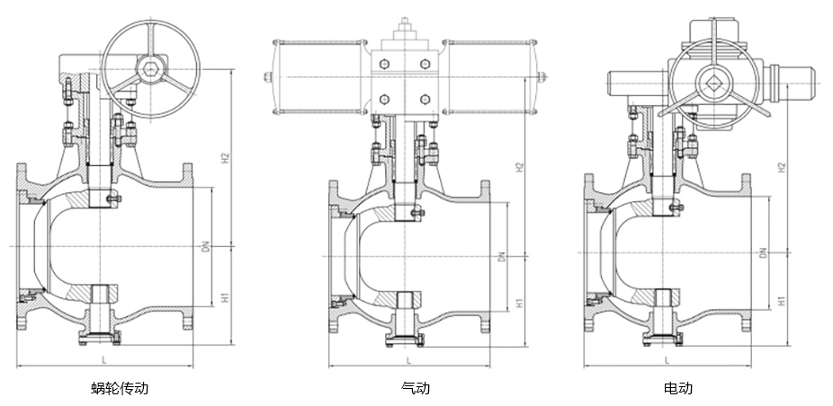 法兰连接半球阀主要尺寸